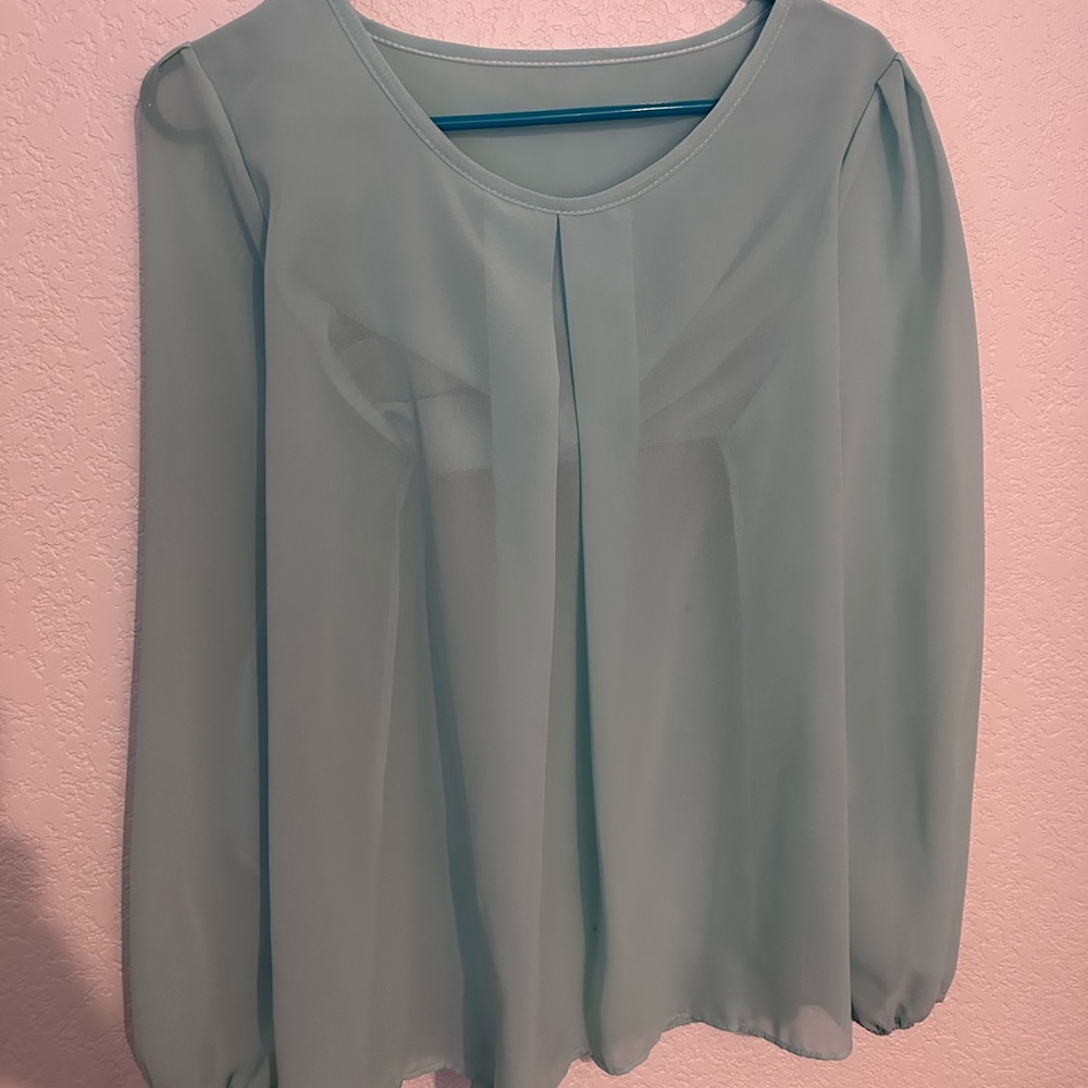 Size medium baby blue cocktail blouse